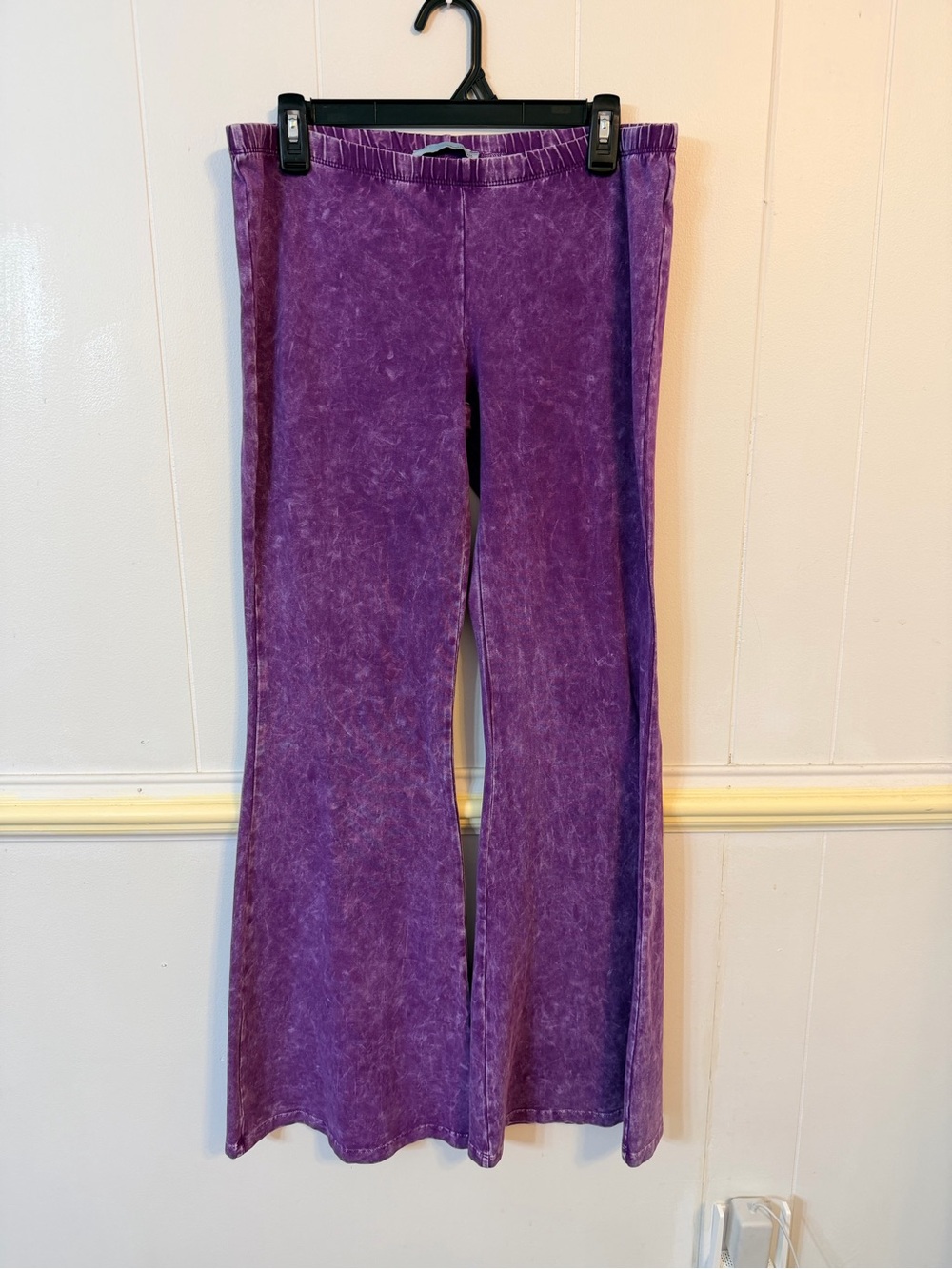 Chatoyant Mineral Wash Bell Bottom Soft Pants in Orchid - Size L